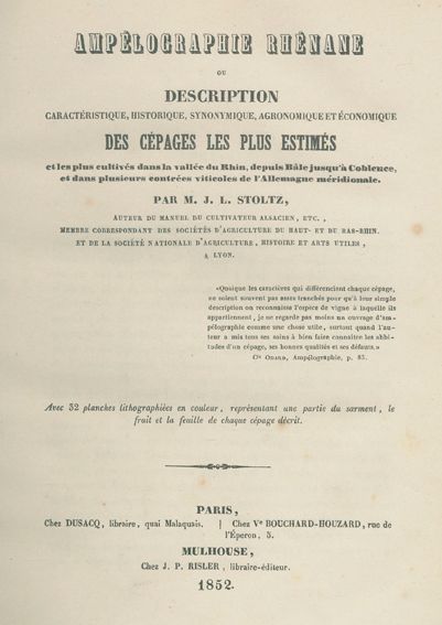 Große Abbildung Nr.1: 124-792 Stoltz,J.L.: (Land- und Forstwirtschaft, Landwirtschaft, Wein und Weinbau)