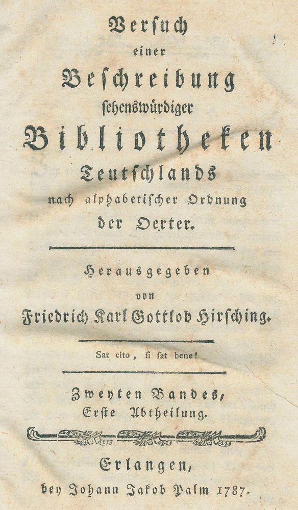 Große Abbildung Nr.1: 124-869 Hirsching,F.K.G.: (Bibliothek)