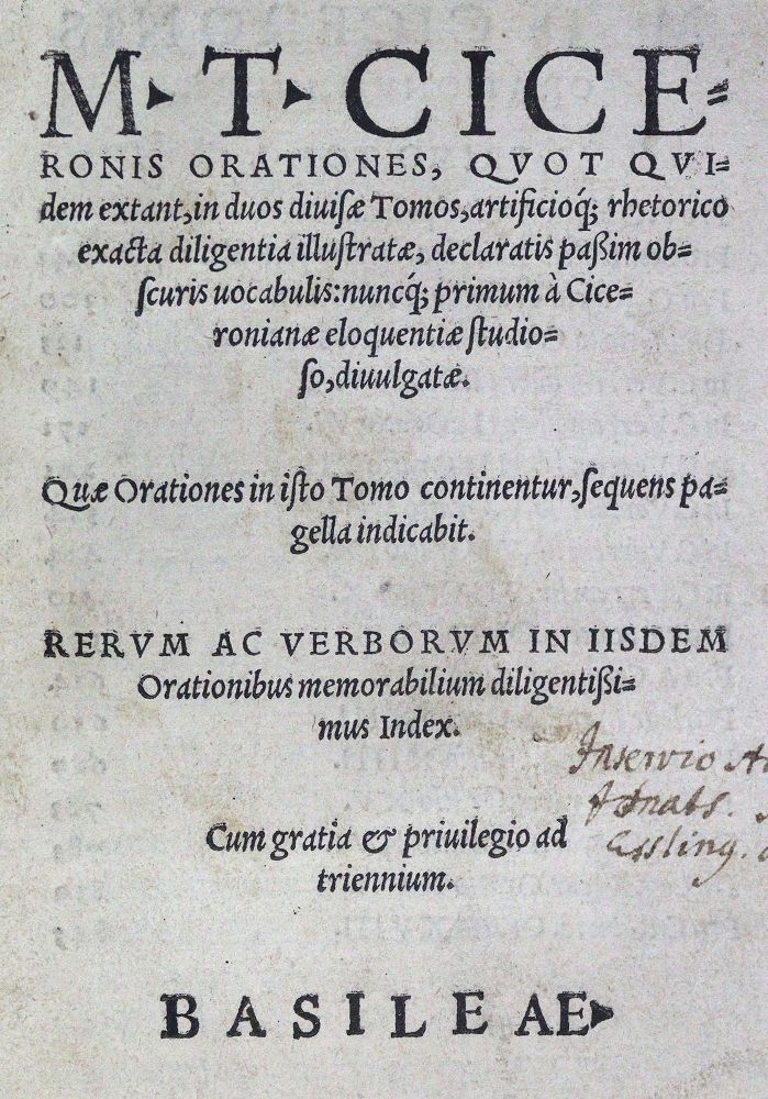 Große Abbildung Nr.1: 124-88 Cicero,M.T.: (Alte Drucke, Handschriften und Theologie)