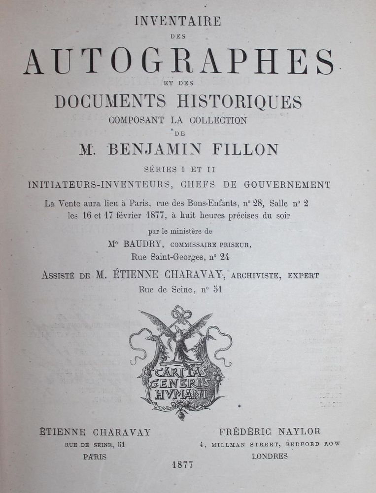 Große Abbildung Nr.1: 124-905 Inventaire des autographes et des documents: (Fillon)