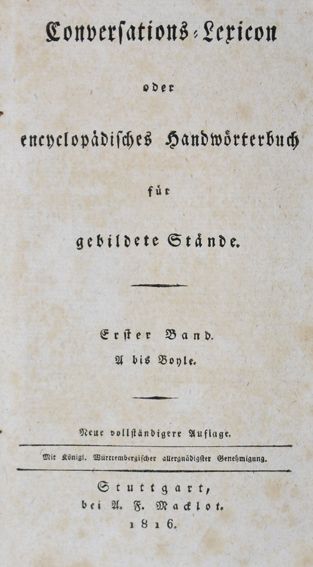 Große Abbildung Nr.1: 124-914 Conversations-Lexicon: (Lexika - Wörterbücher - Sprachwissenschaften)