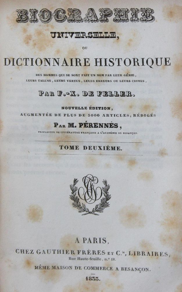 Große Abbildung Nr.1: 124-919 Feller,F.-X.de.: (Lexika - Wörterbücher - Sprachwissenschaften)