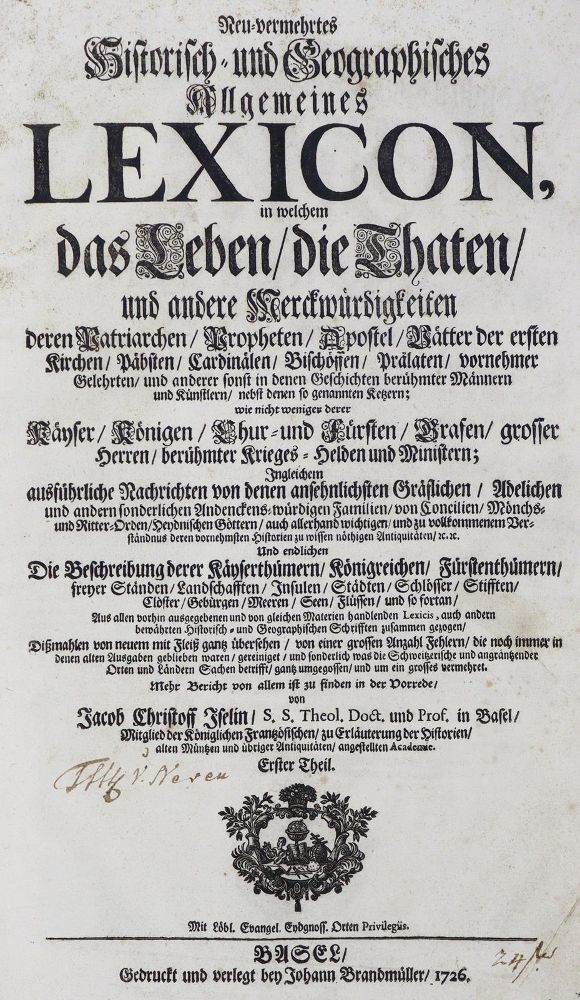 Große Abbildung Nr.1: 124-923 Iselin,J.C.: (Lexika - Wörterbücher - Sprachwissenschaften)