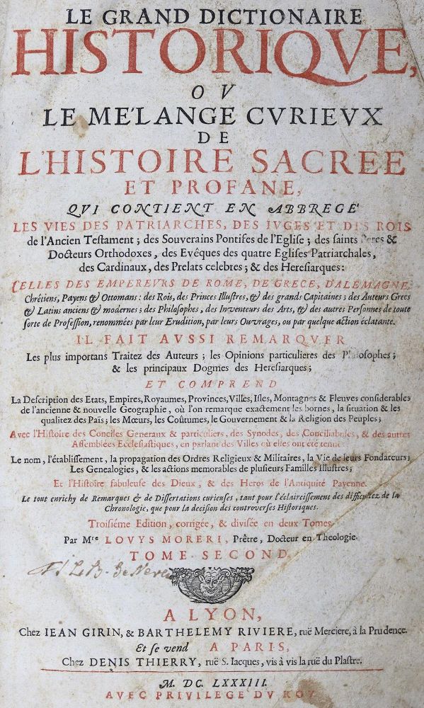 Große Abbildung Nr.1: 124-926 Moreri,L.: (Lexika - Wörterbücher - Sprachwissenschaften)