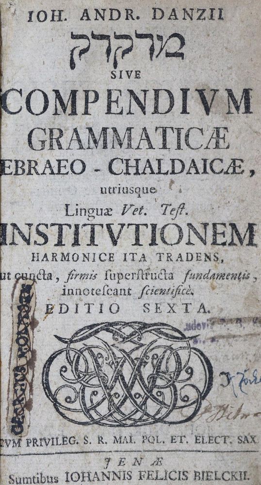Große Abbildung Nr.1: 124-96 Danz,J.A.: (Alte Drucke, Handschriften und Theologie)