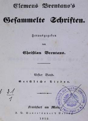 Bild Nr.2: 124-1078 Brentano,C.: (Literatur und illustrierte Bücher bis 19.Jahrhundert)