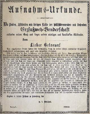 Bild Nr.5: 124-110 Bruderschaftsbriefe.: (Einblattdrucke u. Flugschriften)