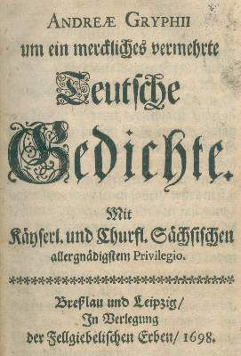 Bild Nr.3: 124-1140 Gryphius,A.: (Literatur und illustrierte Bücher bis 19.Jahrhundert)