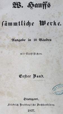 Bild Nr.2: 124-1143 Hauff,W.: (Literatur und illustrierte Bücher bis 19.Jahrhundert)
