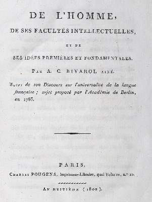 Bild Nr.1: 124-1201 Rivarol,A.C.: (Literatur und illustrierte Bücher bis 19.Jahrhundert)