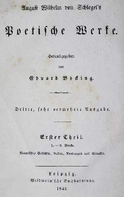 Bild Nr.1: 124-1217 Schlegel,A.W.: (Literatur und illustrierte Bücher bis 19.Jahrhundert)