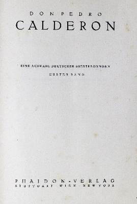 Bild Nr.1: 124-1265 Calderon de la Barca,P.: (Literatur und illustrierte Bücher 20.Jahrhundert - Alte Literatur in modernen Ausgaben)