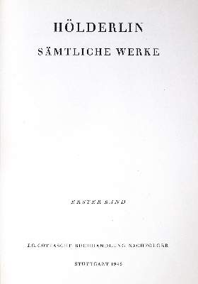 Bild Nr.1: 124-1332 Hölderlin,F.: (Literatur und illustrierte Bücher 20.Jahrhundert - Alte Literatur in modernen Ausgaben)
