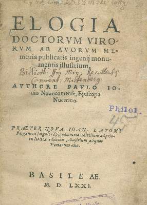 Bild Nr.1: 124-143 Giovio,P.: (Alte Drucke, Handschriften und Theologie)