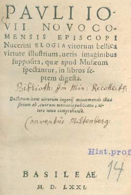 Bild Nr.1: 124-144 Giovio,P.: (Alte Drucke, Handschriften und Theologie)