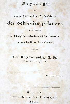 Bild Nr.1: 124-1462 Hegetschweiler,J.: (Botanik, Schweiz)