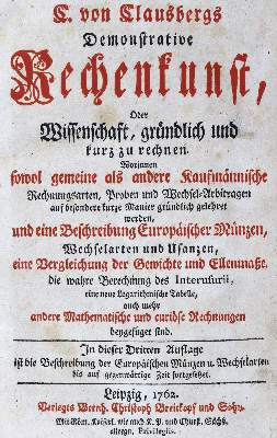 Bild Nr.1: 124-1576 Clausberg,C.v.: (Verschiedene Gebiete - Varia, Mathematik)