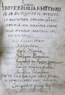 Bild Nr.1: 124-159 Dicteria Proverbialia: (Handschriften)