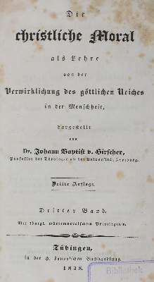 Bild Nr.1: 124-178 Hirscher,J.B.: (Alte Drucke, Handschriften und Theologie)