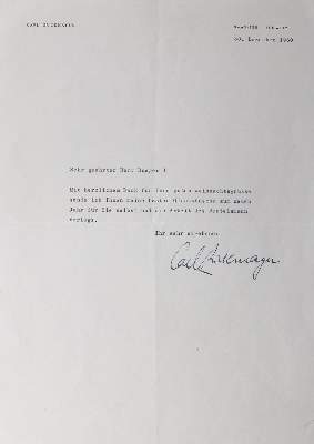 Bild Nr.1: 124-1961 Zuckmayer, Carl: (Autographen)