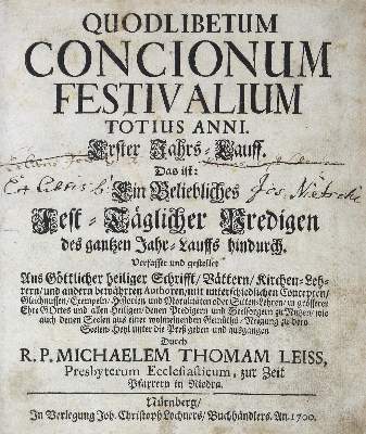 Bild Nr.1: 124-199 Leiss,M.T.: (Alte Drucke, Handschriften und Theologie)