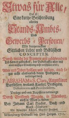Bild Nr.1: 124-2 Abraham a Santa Clara (d.i. U.Megerle).: (Alte Drucke, Handschriften und Theologie)