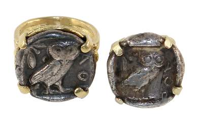 Bild Nr.1: 124-2177 Paar Münzringe Tetradrachmen.: (Münzen und Medaillen)