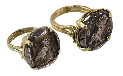 Bild Nr.2: 124-2177 Paar Münzringe Tetradrachmen.: (Münzen und Medaillen)
