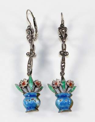 Bild Nr.1: 124-2273 Paar Art Deco Ohrhänger: (Schmuck, Ohrringe)
