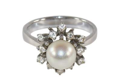 Bild Nr.1: 124-2280 Perl- Brillantring: (Schmuck, Ringe)