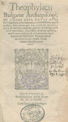 Bild Nr.1: 124-334 Theophylactus.: (Alte Drucke, Handschriften und Theologie)