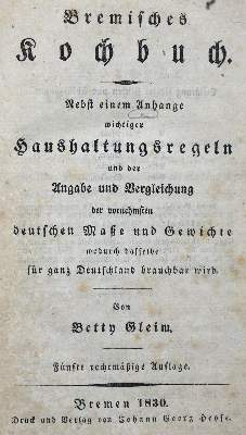 Bild Nr.1: 124-672 Gleim,B.: (Küche und Haushalt, Kochbücher, Bremen)