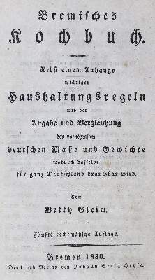 Bild Nr.1: 124-674 Gleim,B.: (Küche und Haushalt, Kochbücher, Bremen)