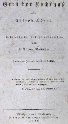 Bild Nr.1: 124-715 König,J. (d.i. C.F.von Rumohr).: (Küche und Haushalt, Kochbücher)