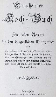 Bild Nr.12: 124-723 Mannheimer Koch-Buch.: (Küche und Haushalt, Kochbücher)