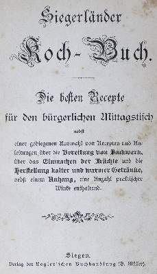 Bild Nr.1: 124-756 Siegerländer Koch-Buch.: (Küche und Haushalt, Kochbücher)