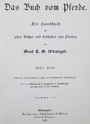 Bild Nr.1: 124-794 Wrangel,C.G.v.: (Land- und Forstwirtschaft, Tierhaltung, Pferde)