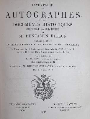 Bild Nr.1: 124-905 Inventaire des autographes et des documents: (Fillon)