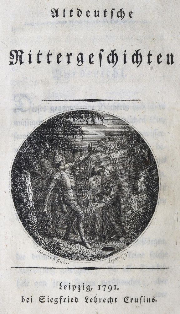 Große Abbildung Nr.1: 125-1048 Altdeutsche Rittergeschichten.: (Literatur und illustrierte Bücher bis 19.Jahrhundert)