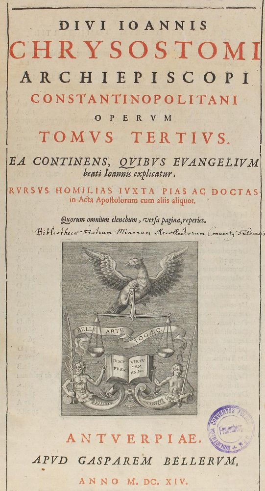 Große Abbildung Nr.1: 125-105 Chrysostomus,J.: (Alte Drucke, Handschriften und Theologie)