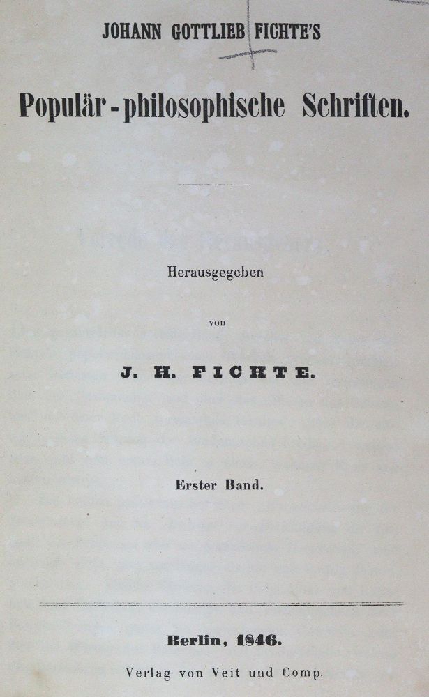 Große Abbildung Nr.1: 125-1092 Fichte,J.G.: (Literatur und illustrierte Bücher bis 19.Jahrhundert)