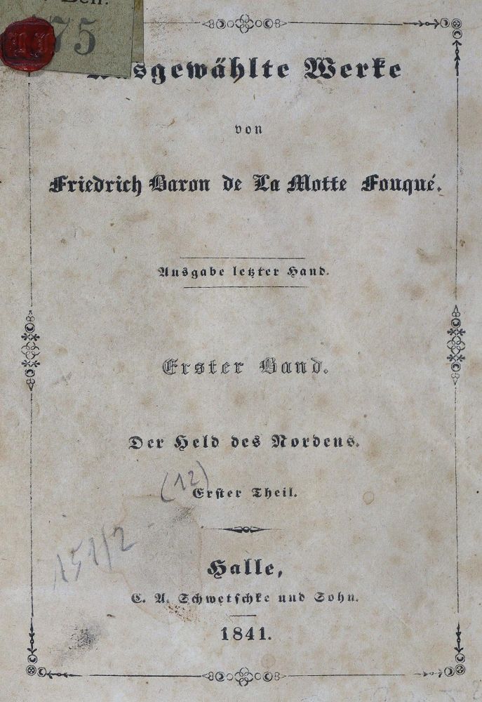 Große Abbildung Nr.2: 125-1099 Fouque,F.de la Motte.: (Literatur und illustrierte Bücher bis 19.Jahrhundert)