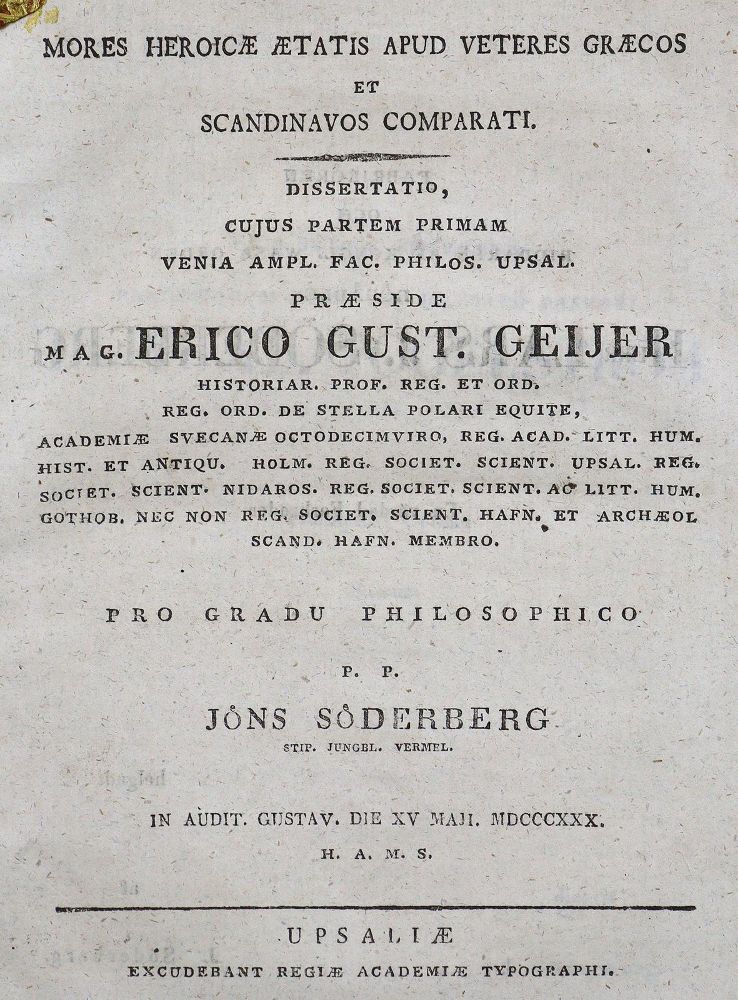 Große Abbildung Nr.1: 125-1102 Geijer,E.G. (Praes.).: (Literatur und illustrierte Bücher bis 19.Jahrhundert)