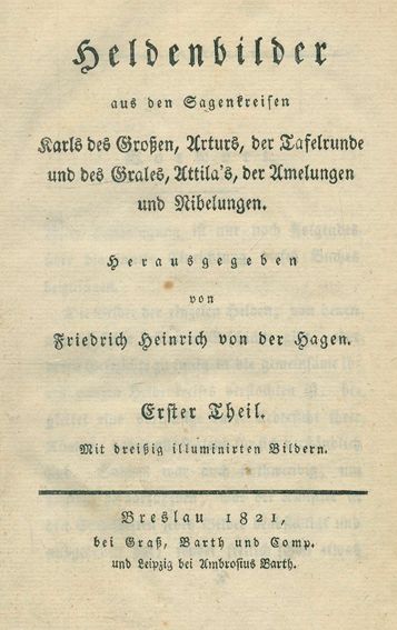 Große Abbildung Nr.1: 125-1116 Hagen,F.H.v.d.: (Literatur und illustrierte Bücher bis 19.Jahrhundert)