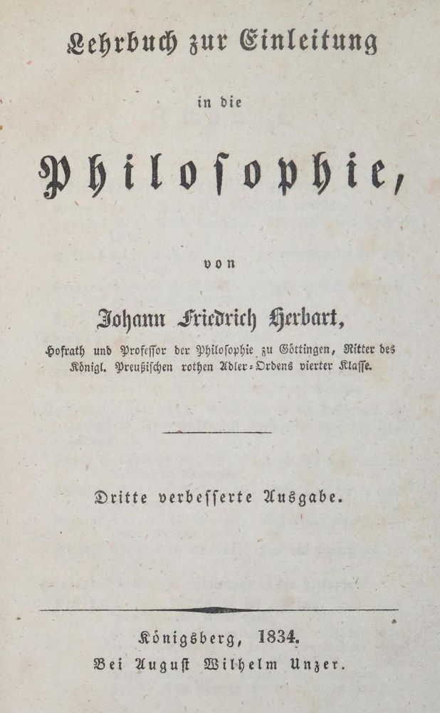 Große Abbildung Nr.1: 125-1122 Herbart,J.F.: (Literatur und illustrierte Bücher bis 19.Jahrhundert)