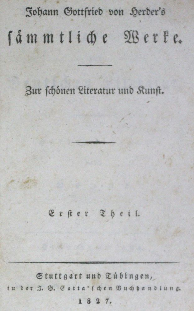 Große Abbildung Nr.1: 125-1123 Herder,J.G.: (Literatur und illustrierte Bücher bis 19.Jahrhundert)
