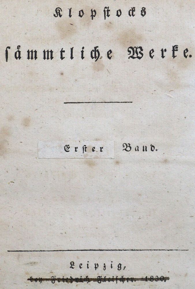 Große Abbildung Nr.1: 125-1135 Klopstock,(F.G.).: (Literatur und illustrierte Bücher bis 19.Jahrhundert)