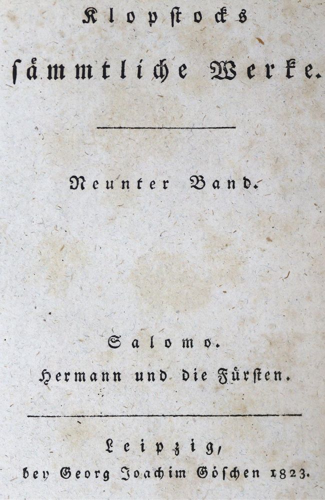 Große Abbildung Nr.1: 125-1136 Klopstock,(F.G.).: (Literatur und illustrierte Bücher bis 19.Jahrhundert)