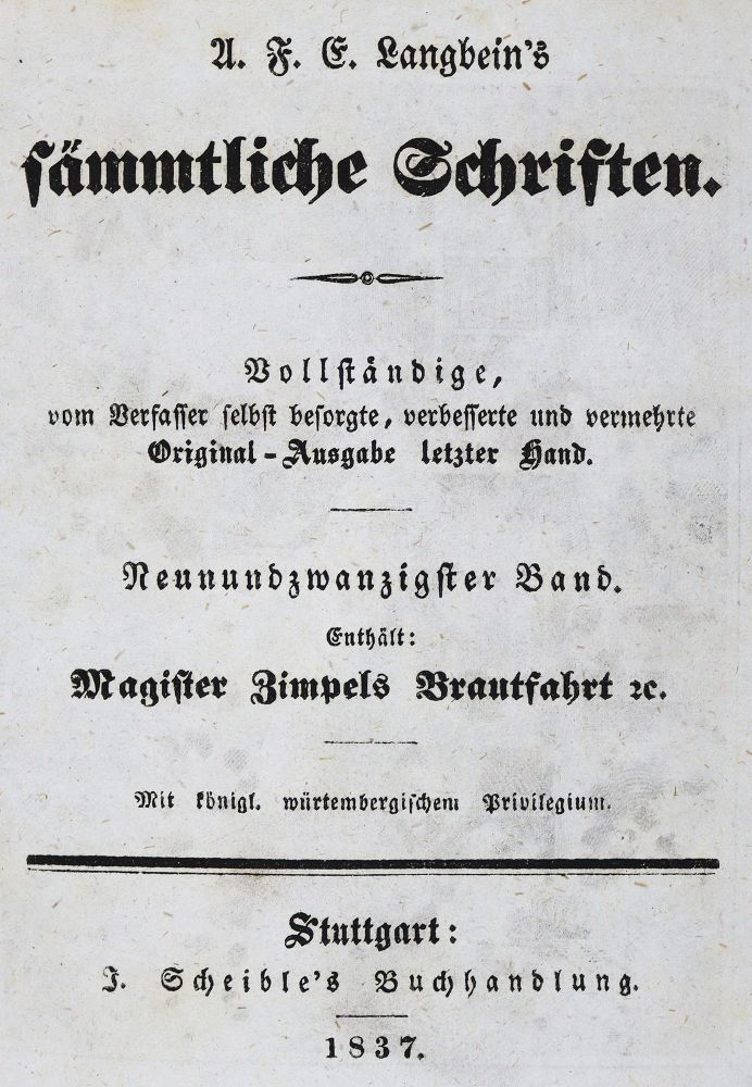 Große Abbildung Nr.2: 125-1140 Langbein,A.F.E.: (Literatur und illustrierte Bücher bis 19.Jahrhundert)
