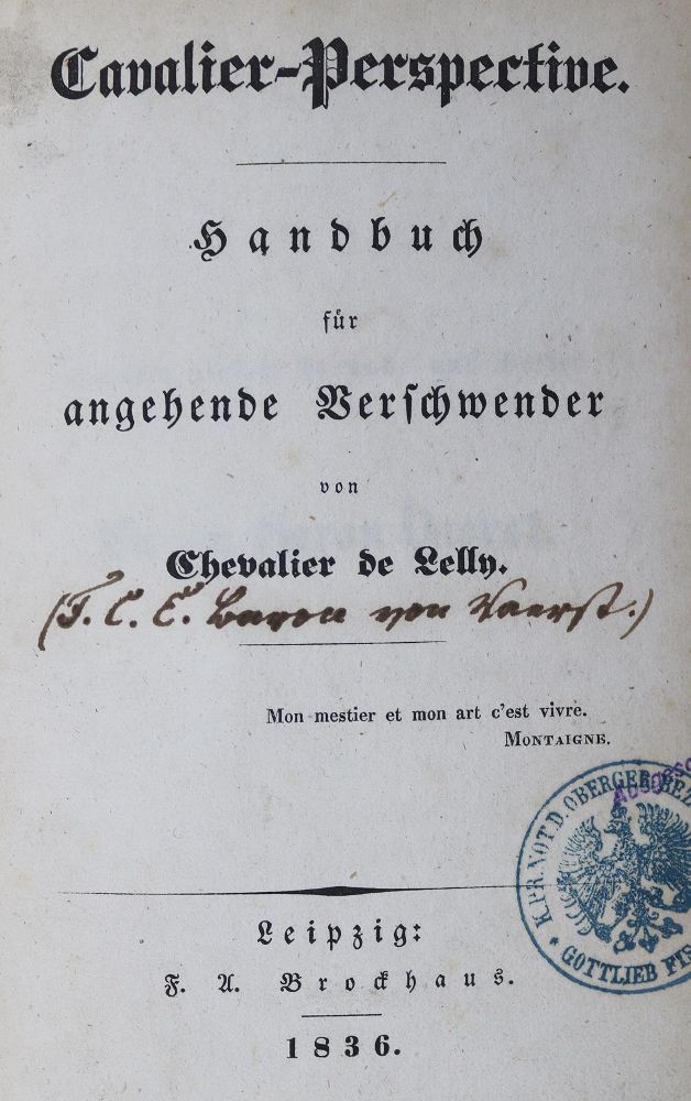 Große Abbildung Nr.1: 125-1145 Lelly, Chevalier de (d.i. F.C.E. v.Vaerst): (Literatur und illustrierte Bücher bis 19.Jahrhundert)